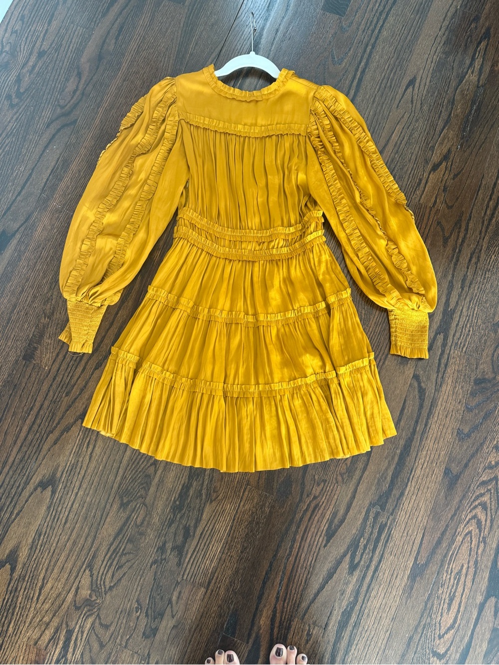 Ulla Johnson Mustard Yellow Tiered V-Neck Mini Dress orig $595 - Picture 3 of 3
